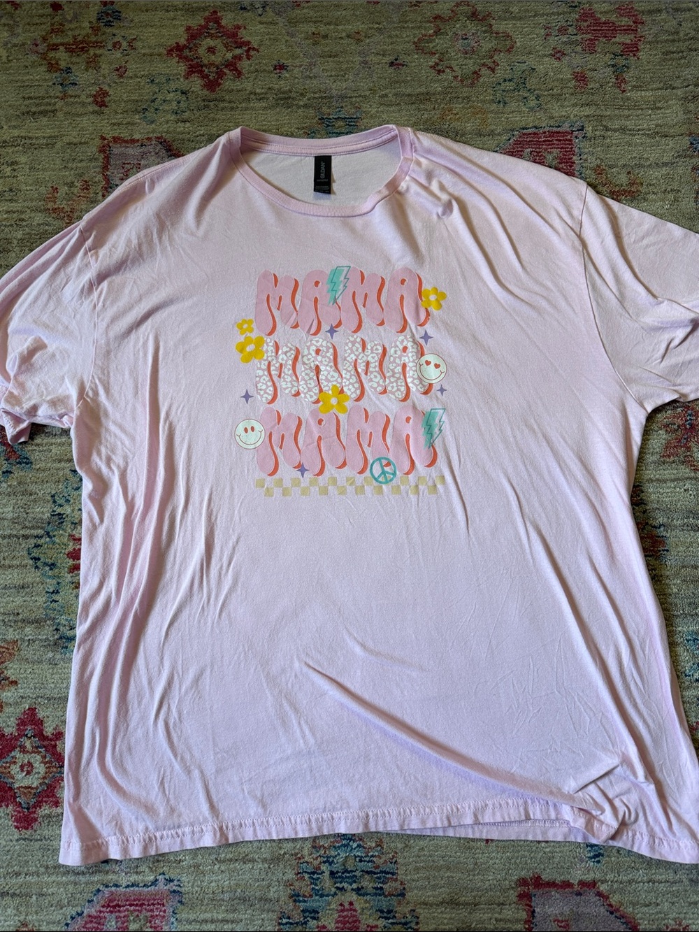 Gildan Light Pink Graphic Tee with Retro Icons